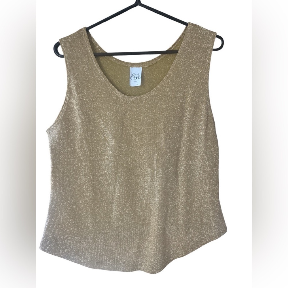 Smart Fit Gold Lurex Sleeveless Top Size Large – Shimmer Knit Tank